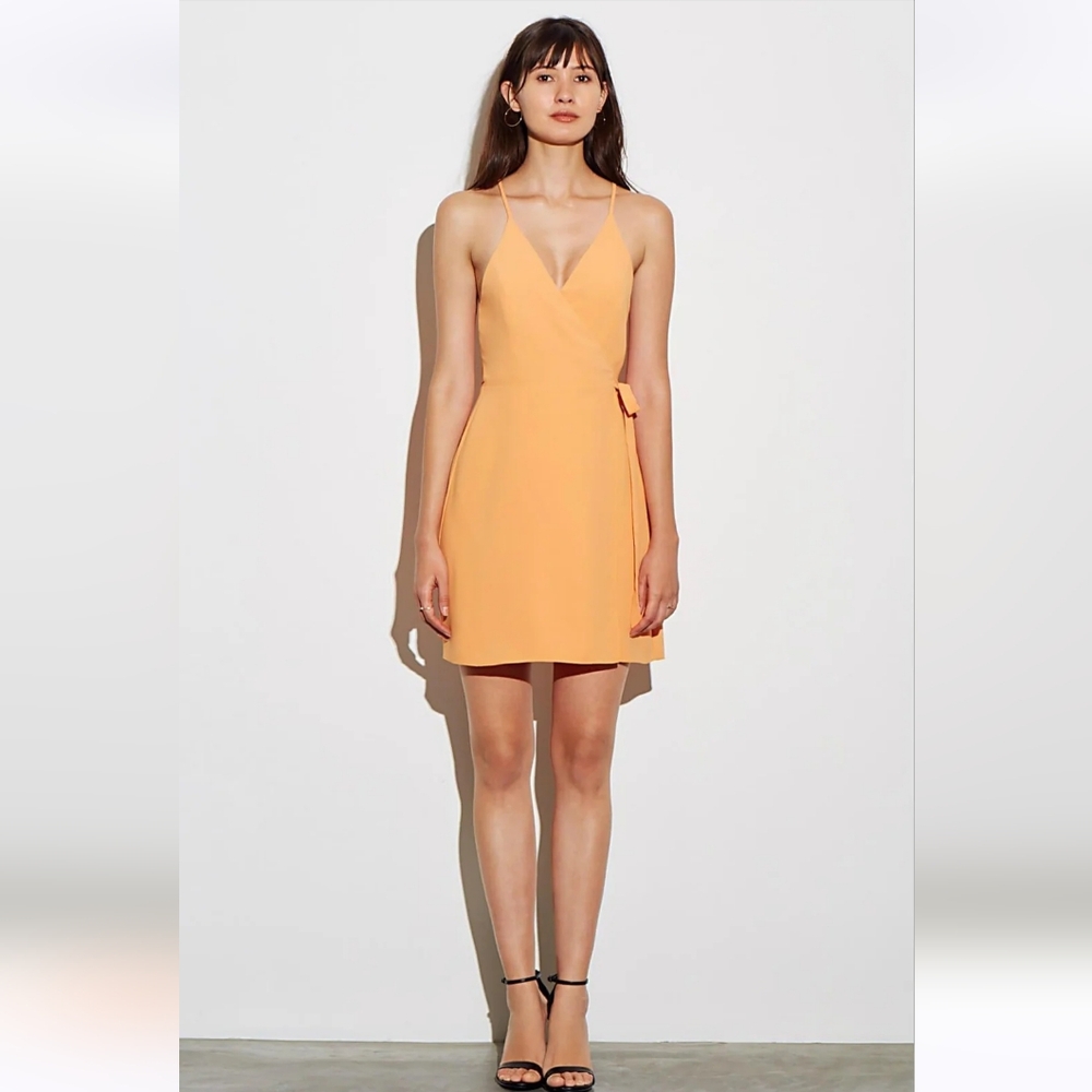 Amanda Uprichard Yellow-Orange Mini Wrap Dress